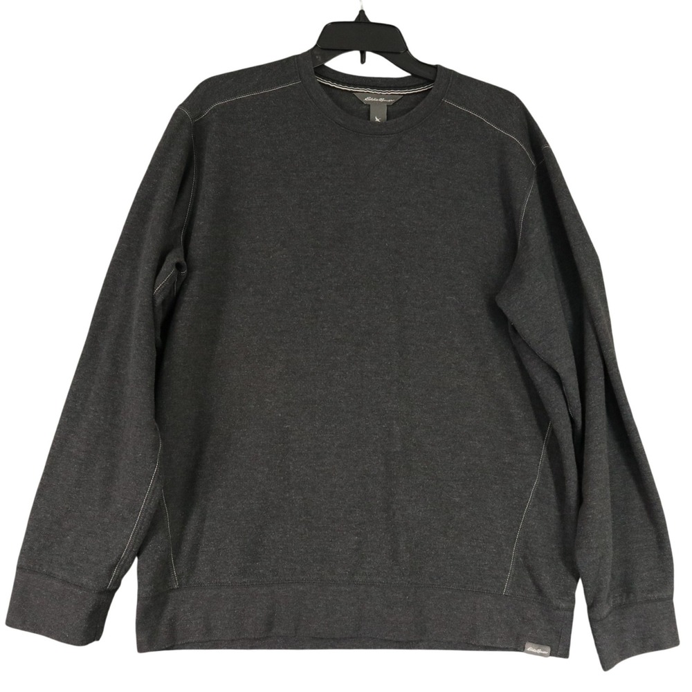 Eddie Bauer Sweatshirt Mens L Charcoal Grey Contrast Stitch Casual Outdoor